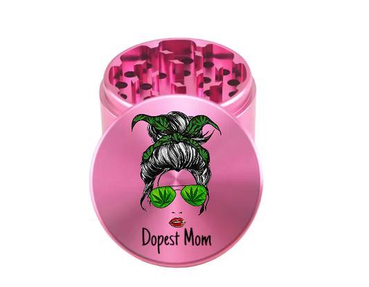The Dopest Mom Pink Grinder - 2.5in 4pc Aluminum Spice Mill - Tokemates