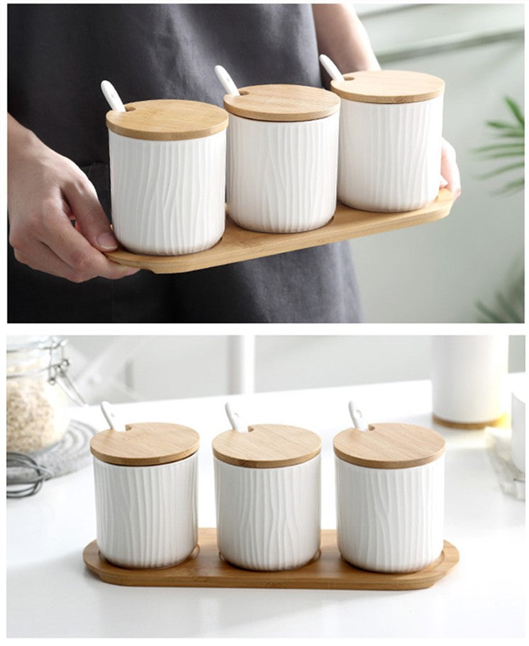 White ceramic spice online jars