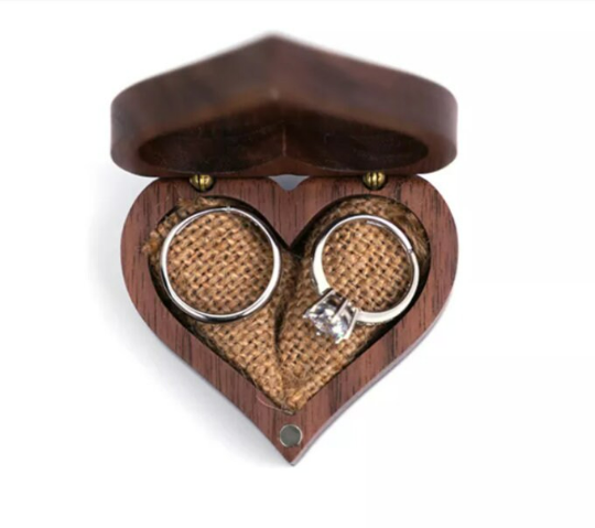 Heart Ring Box - Engagement Wood Box - Tokemates
